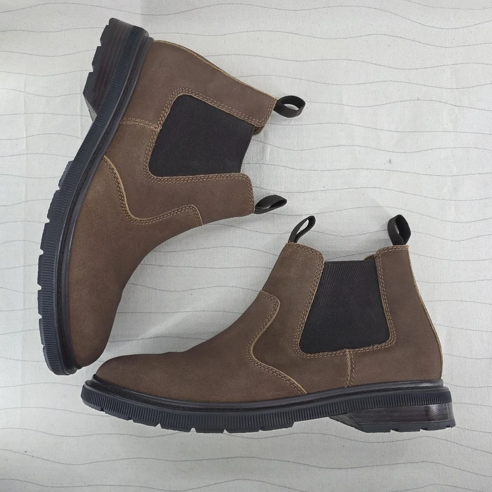 Clarks Mens Burchill Up Brown Leather Pull On Boots Shoes 261794027110 Size 12
